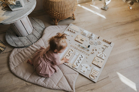 Personalized Busy Board, Montessori Board, Toddler Gift, Busy board 1 year old, Baby name busy board, Wooden Sensory Board