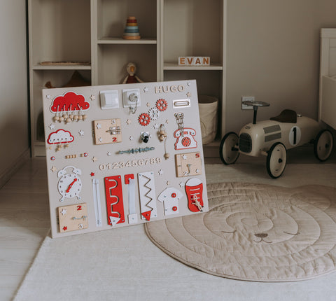 Montessori Board, Developing Board, Wooden Sensory Board, 1st Birthday Gift, Personalized Busy Board for toddler, Busy Board for toddler